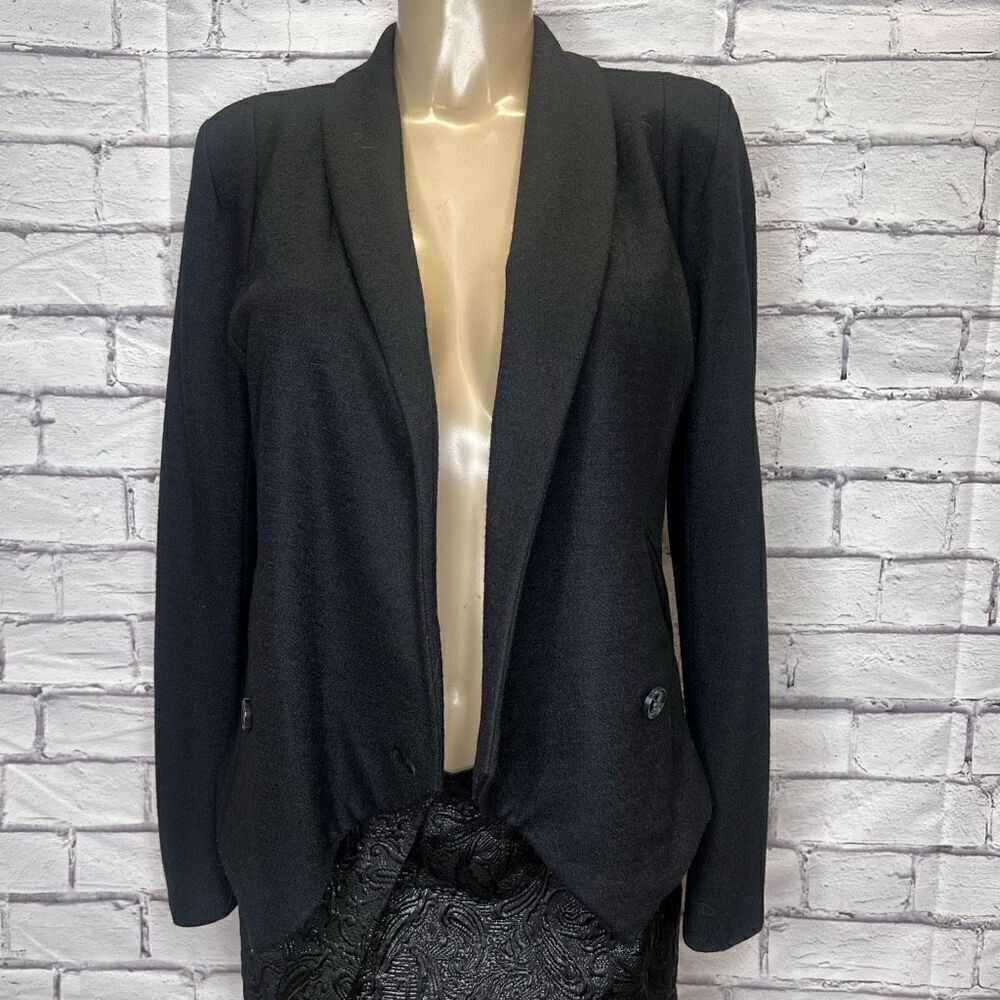MM Couture Womens Wool Blend Shawl Lapel Asymmetric Lined Blazer Small